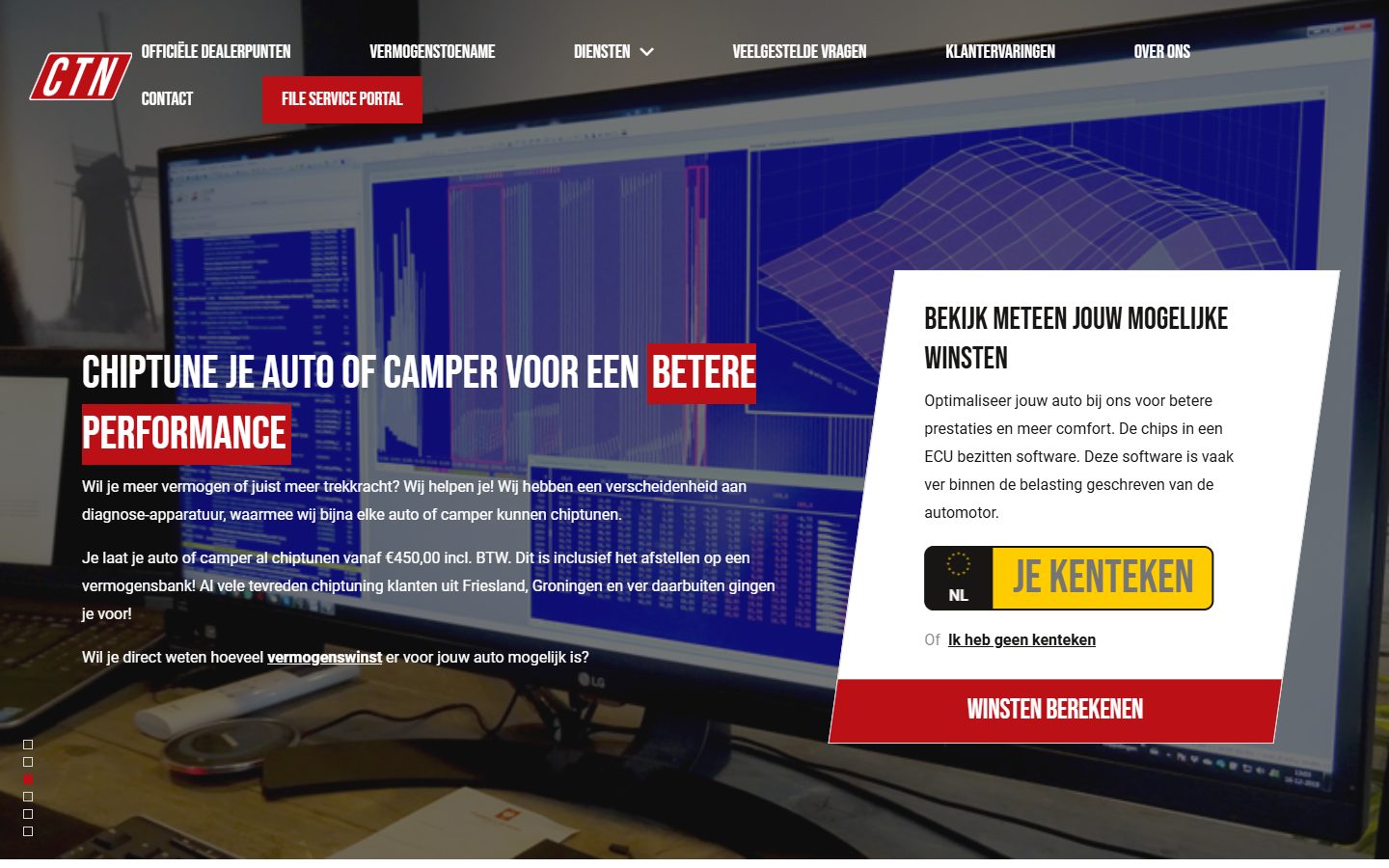 Homepage van Chiptuning Noord op desktop