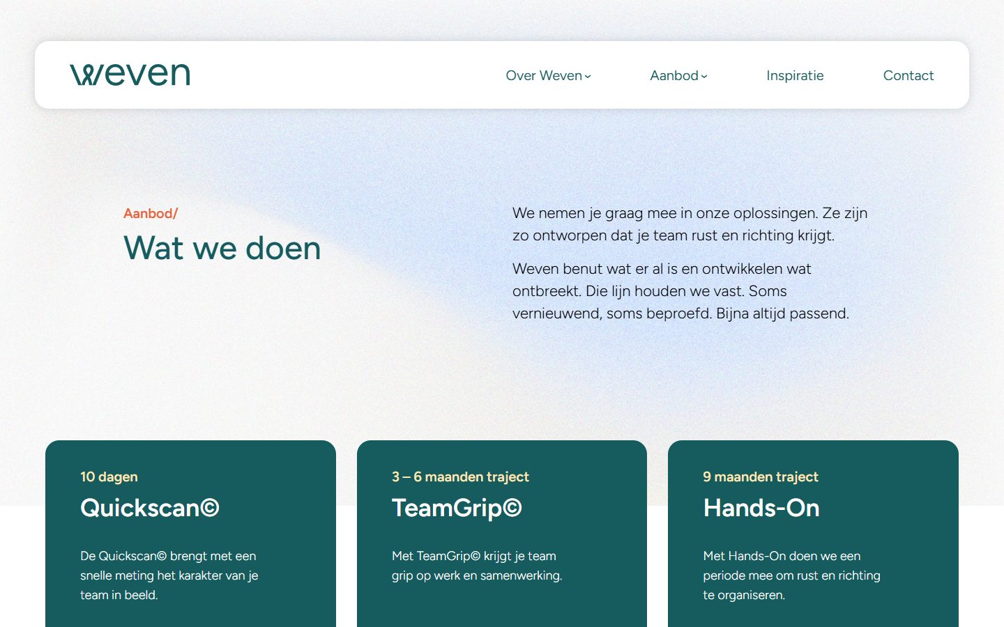 Het aanbod op de website van Weven