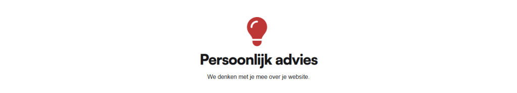 Een groot rood lampje in het midden, met daaronder de kop Persoonlijk advies en een korte tekst