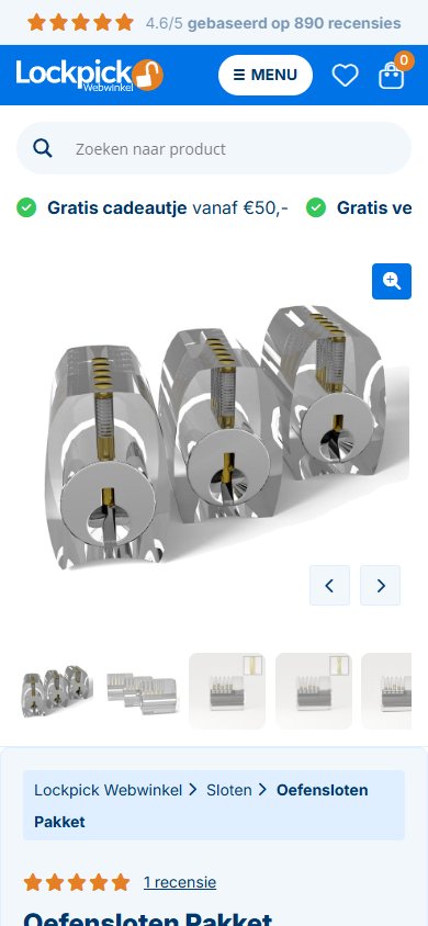 Website van Lockpick Webwinkel op mobiel, scherm 3