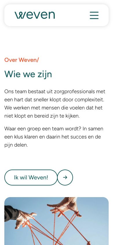 Website van Weven op mobiel: wie we zijn