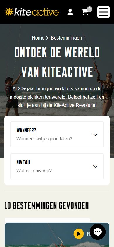 KiteActive op mobiel, scherm 2