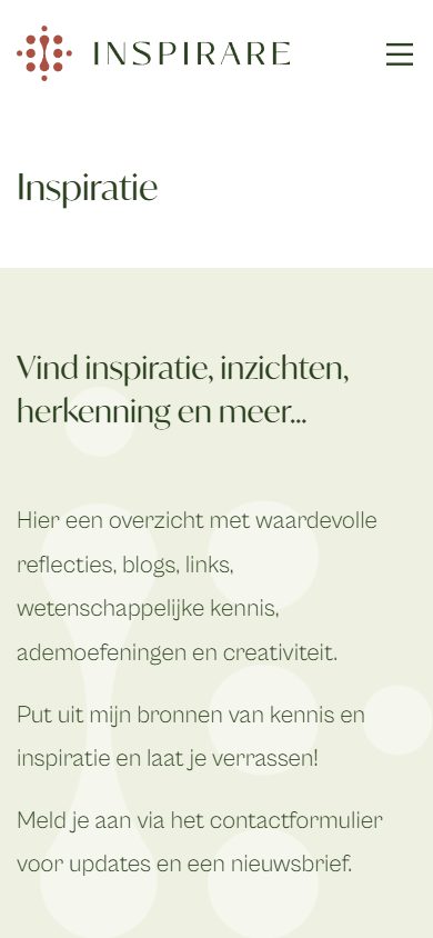 Website van Inspirare Coaching op mobiel: inspiratie