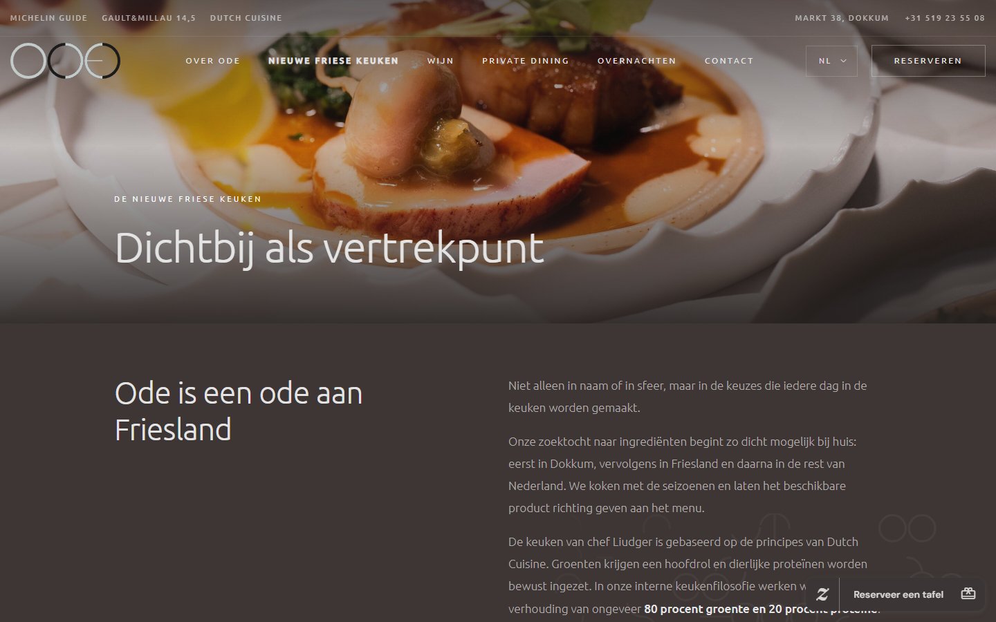 De Nieuwe Friese Keuken op de website van Restaurant Ode
