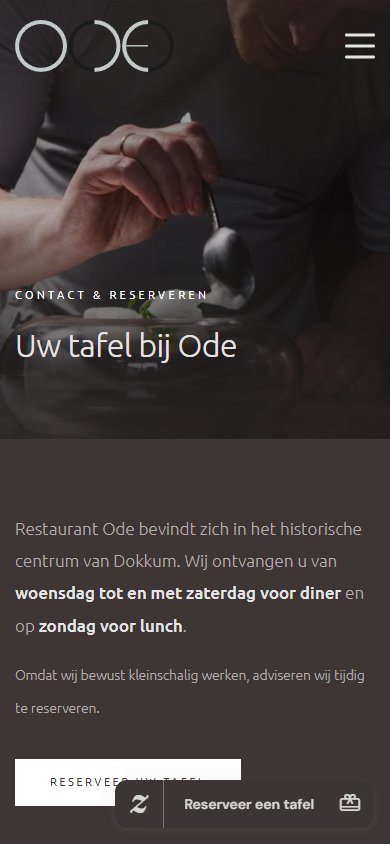Website van Restaurant Ode op mobiel, scherm 3