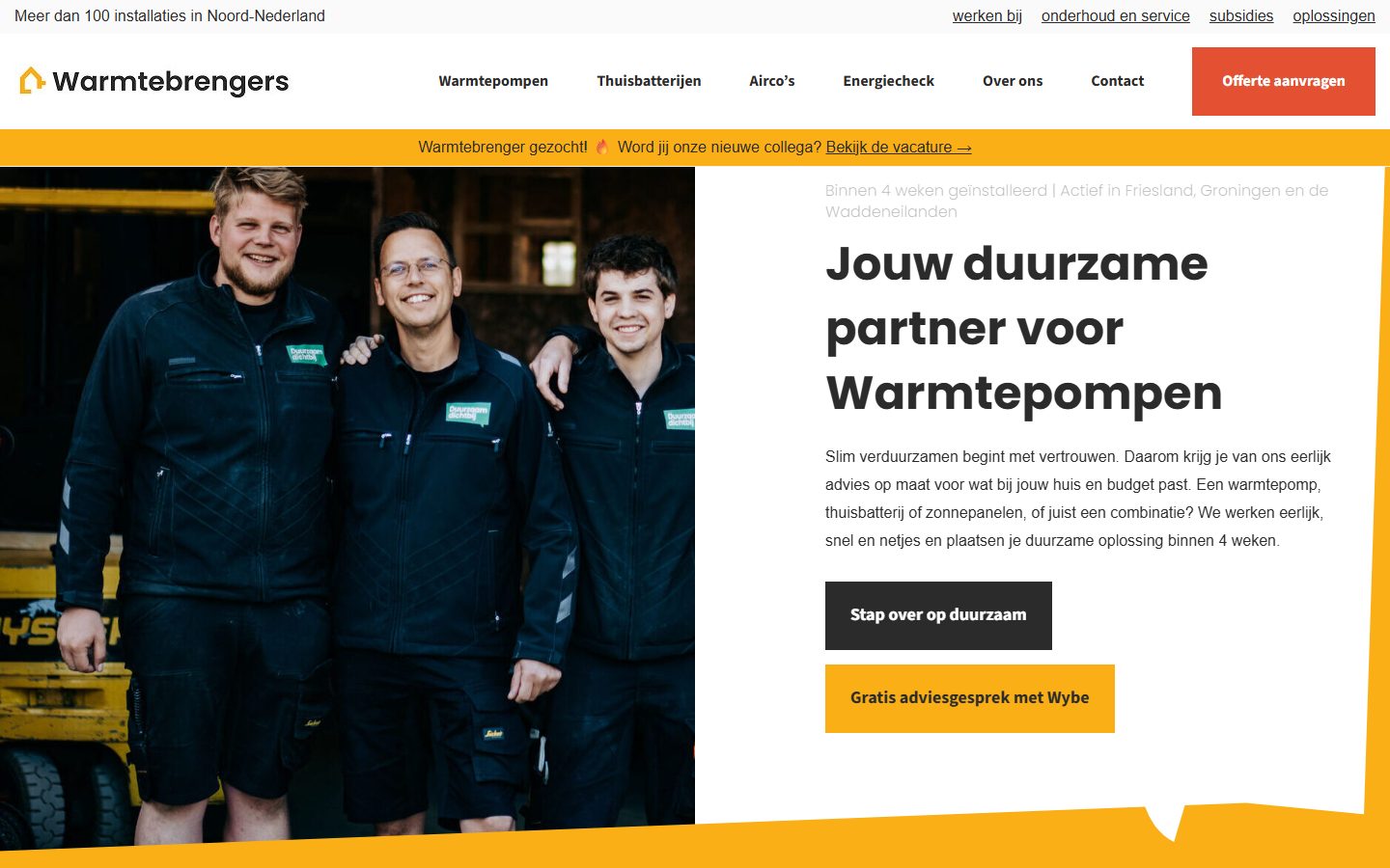 Warmtebrengers homepage: your sustainable heat pump partner