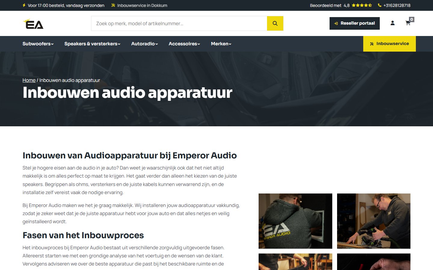 Inbouwservice in Dokkum op de website van Emperor Audio