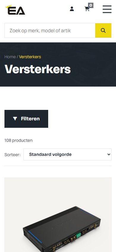 Website van Emperor Audio op mobiel, scherm 2