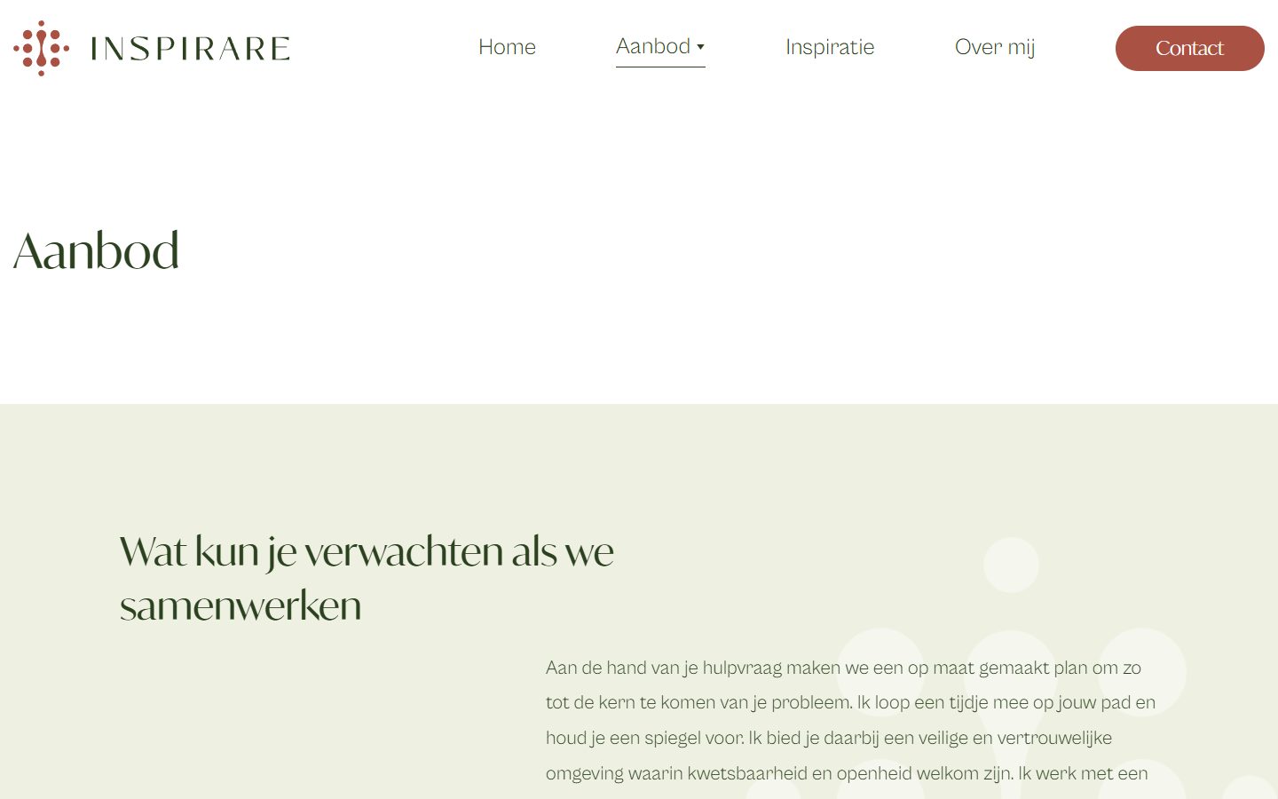 The services on the Inspirare Coaching website