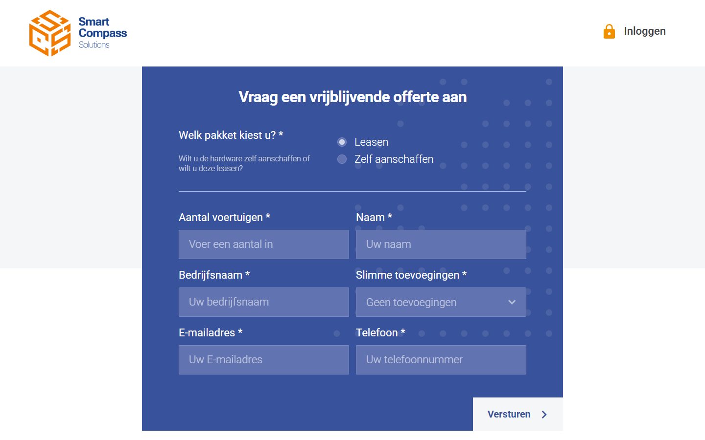 Quote form on the Smart Compass website