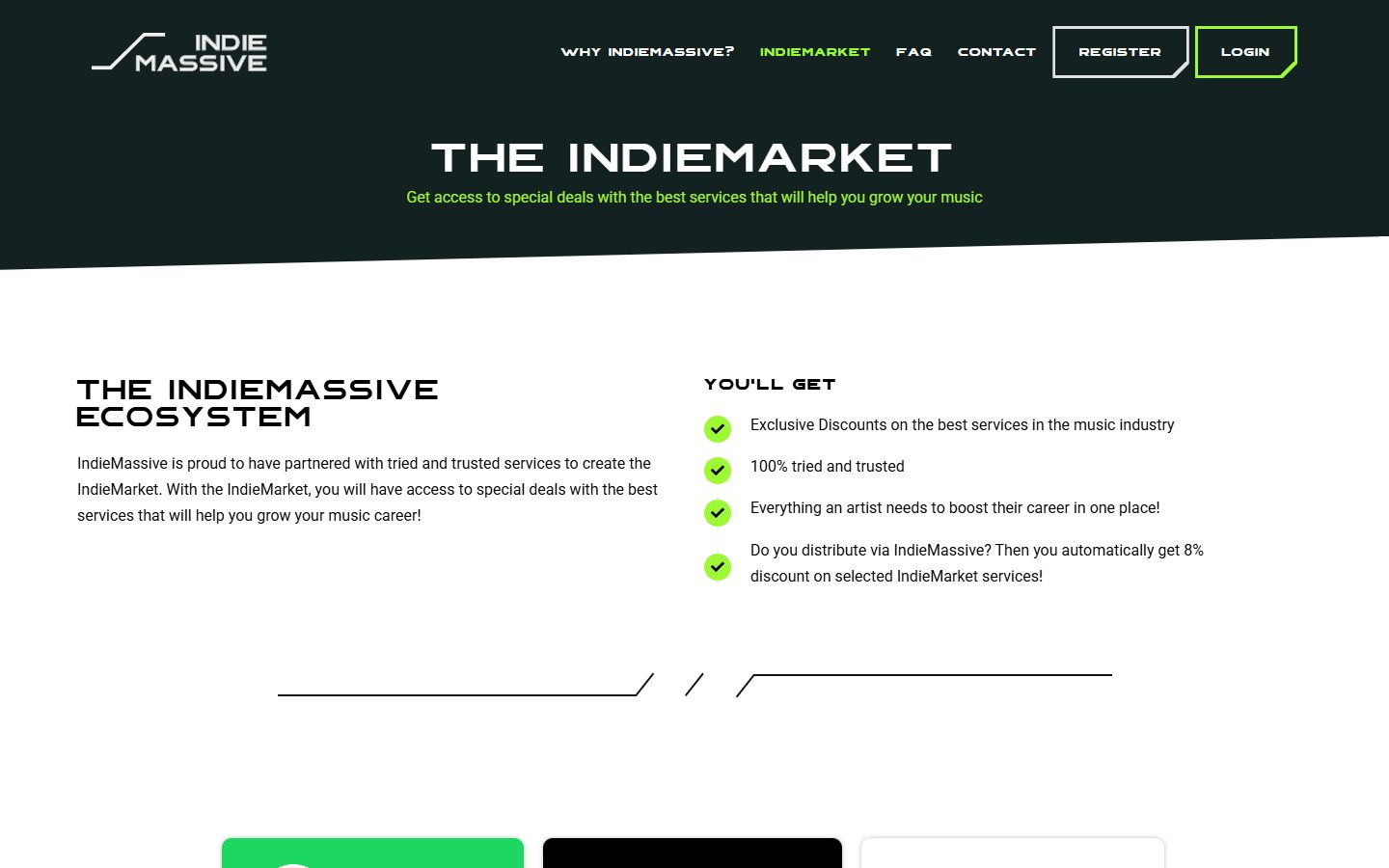 The IndieMarket ecosystem on the IndieMassive website