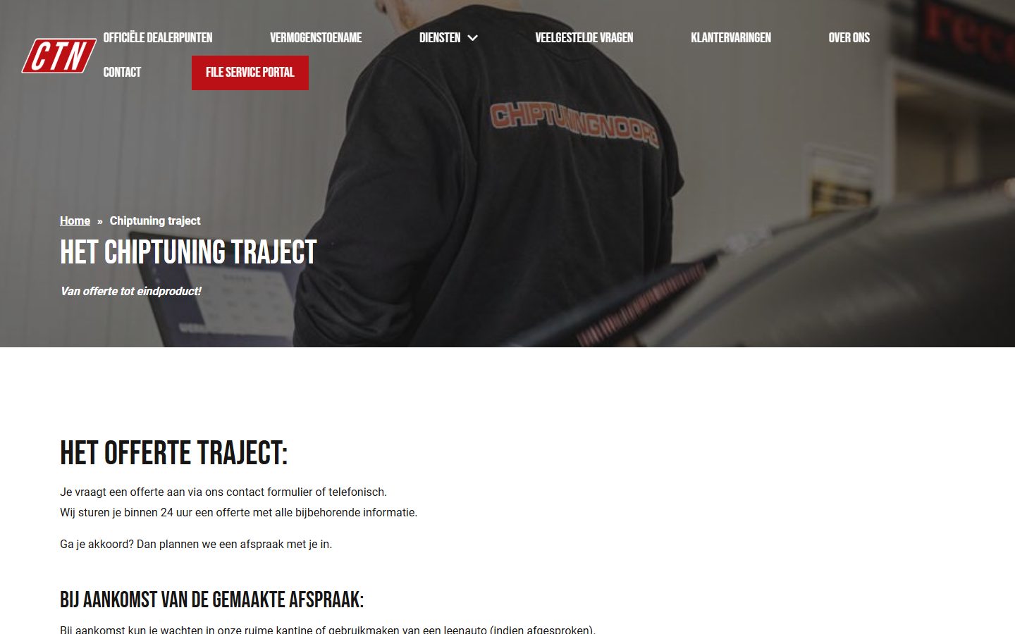The chiptuning process on the Chiptuning Noord website
