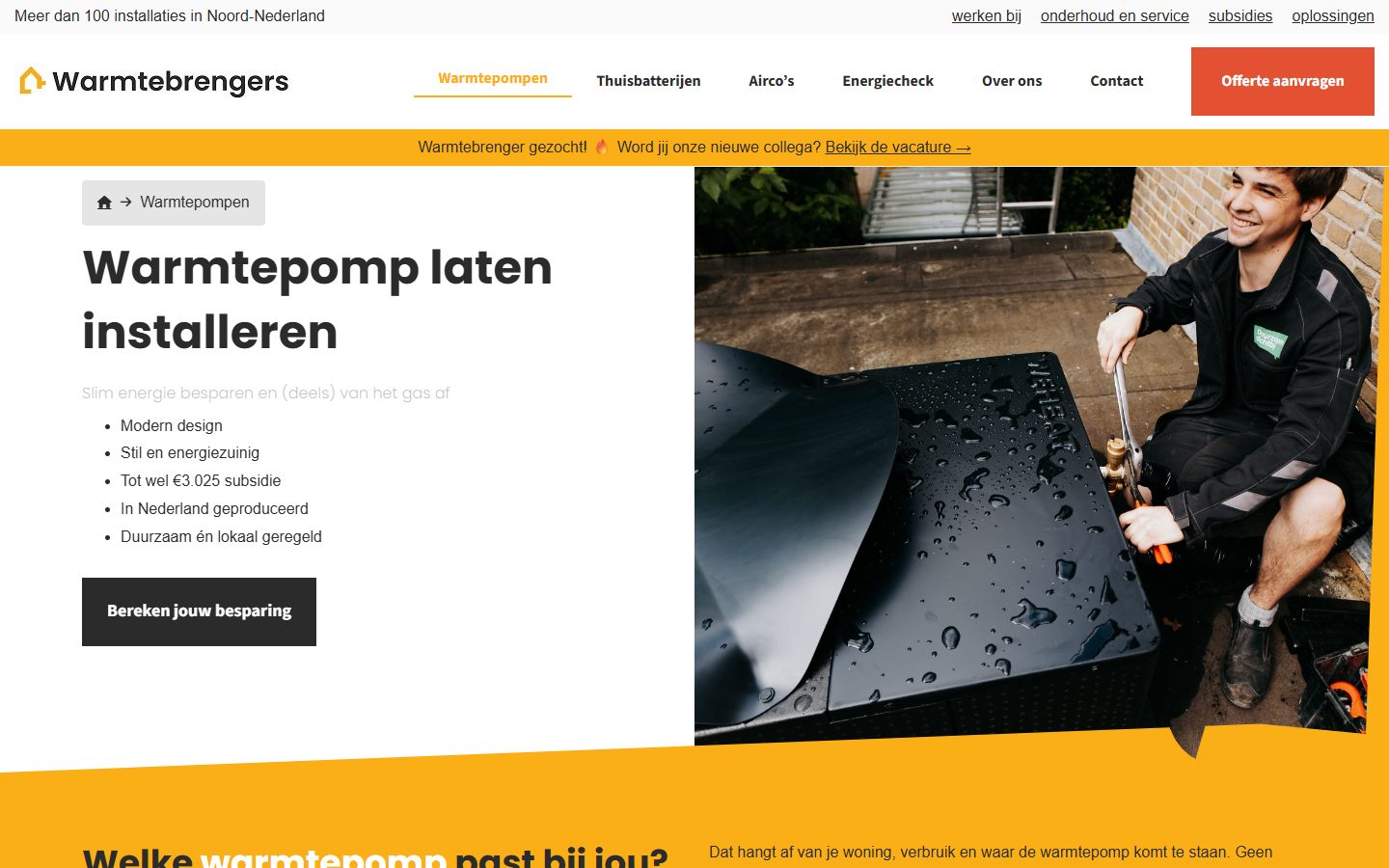 Heat pump page on the Warmtebrengers website