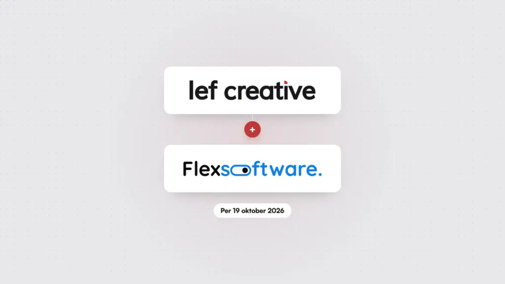 Logo van Lef Creative met daaronder het logo van Flexsoftware, per 19 oktober 2026