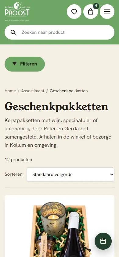 Website van Proost Kollum op mobiel, scherm 2